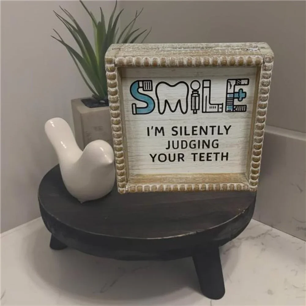 Boho Farmhouse Wooden Framed Bathroom Decor Signs, Funny Restroom Decorative